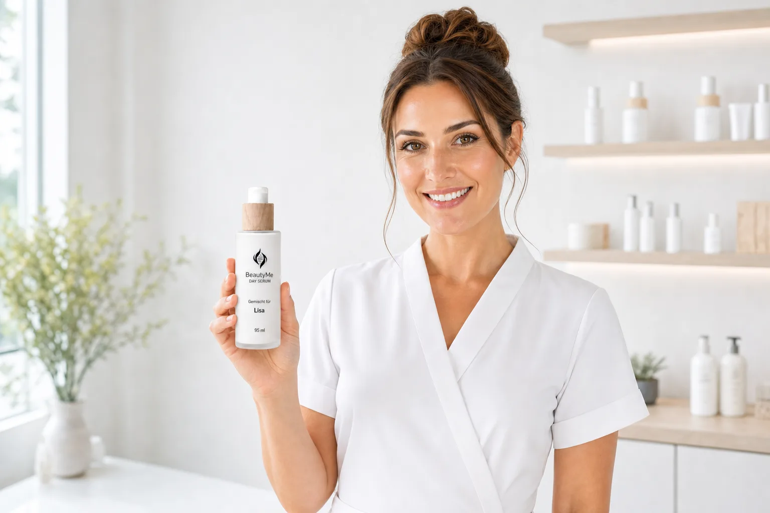 Kosmetikerin mit BeautyMe Day Serum