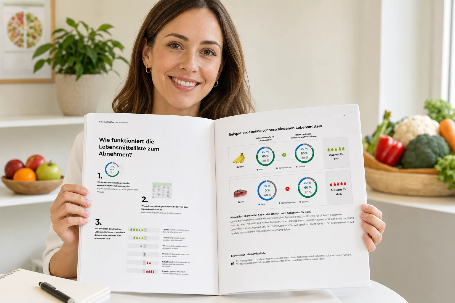 Ernährungsberaterin mit pro:dna Nutrition Report und individuellen Nährstoff-Sachets