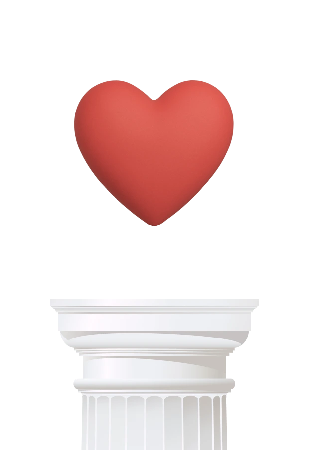 heart on top of roman pillar